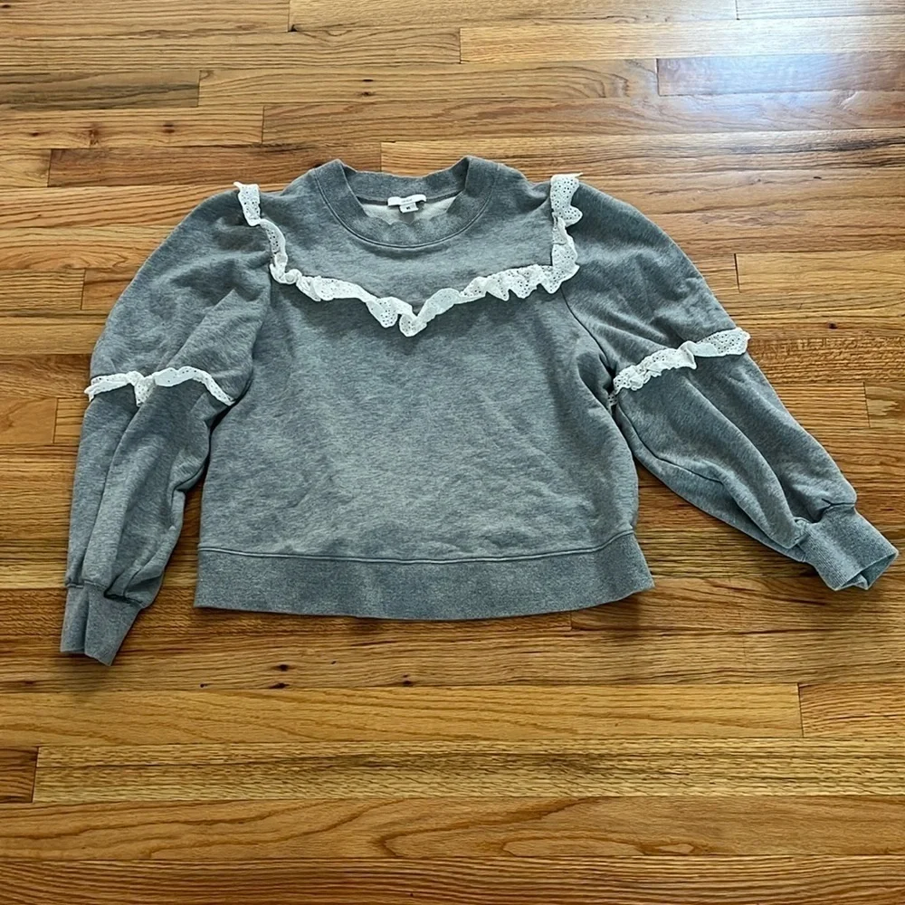 OTHILIA ANTRHOPOLOGIE ruffled gray sweatshirt XL
